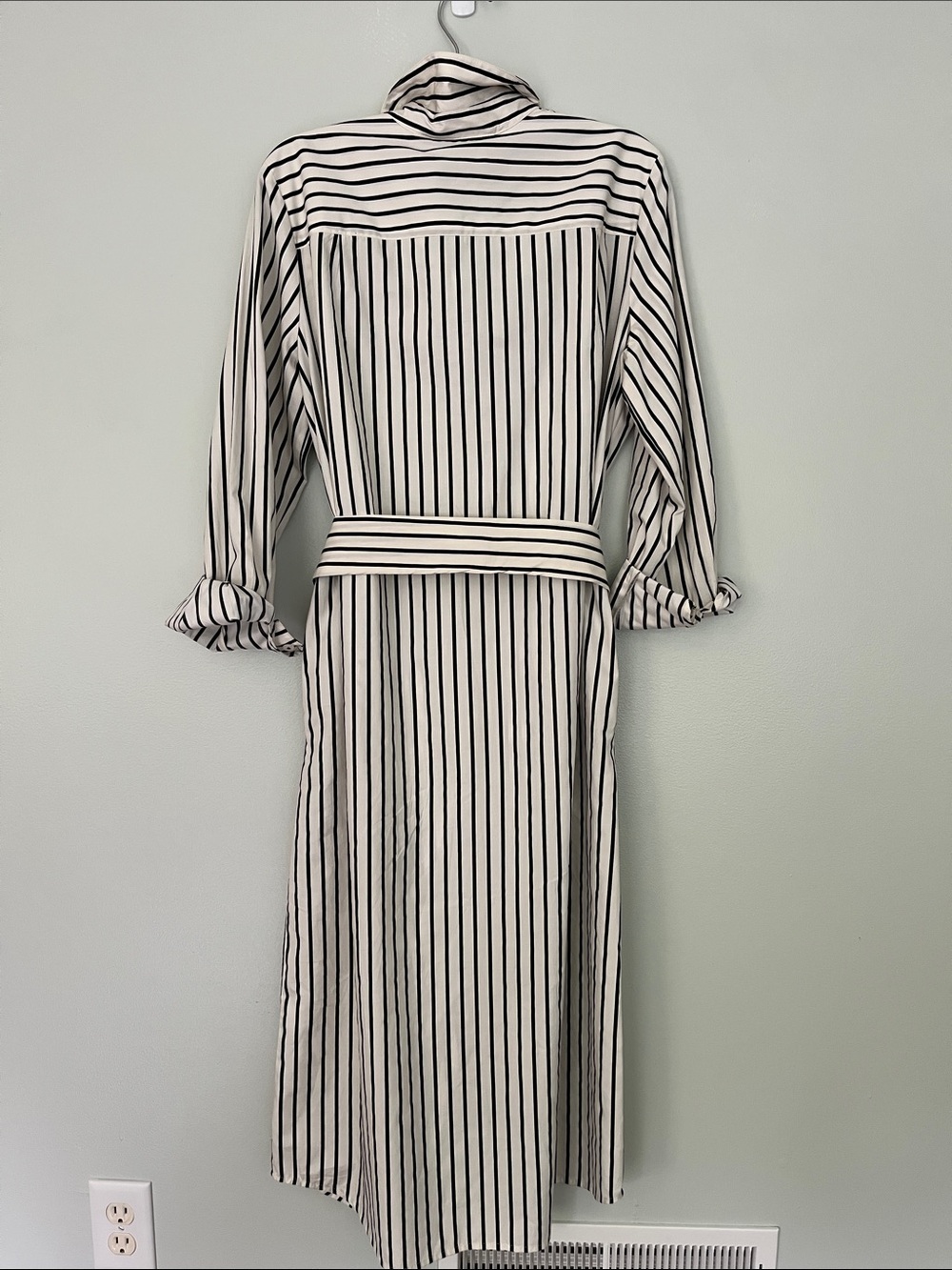 Chico's Black and White Striped Midi Shirt Dress - Picture 8 of 11